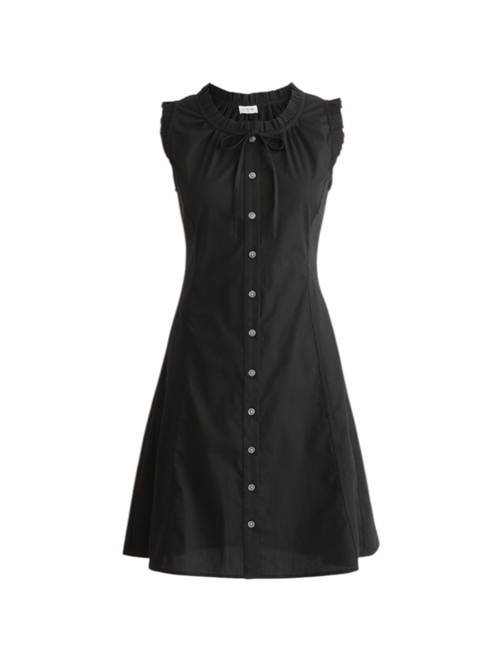 J Crew Factory Black Ruffle tie-neck mini dress womens Size 0